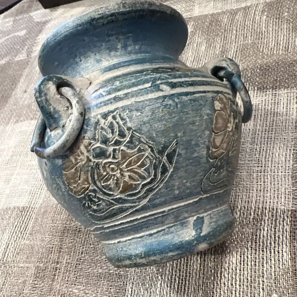 Southwestern  Vase Native American Blue Pottery